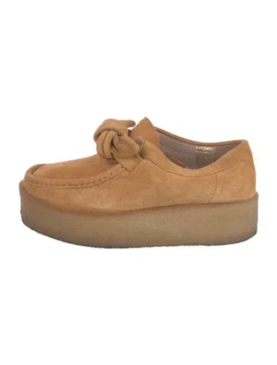 Pre-owned Loeffler Randall Suede Bow Accents Oxfords In Brown