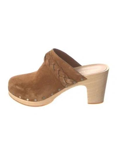 Pre-owned Loeffler Randall Suede Braided Accents Mules In Brown