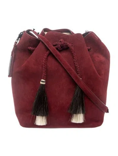Pre-owned Loeffler Randall Suede Bucket Bag In Burgundy