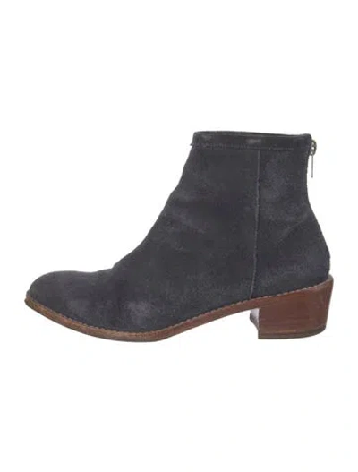 Pre-owned Loeffler Randall Suede Colorblock Pattern Boots In Blue