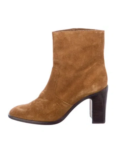 Pre-owned Loeffler Randall Suede Colorblock Pattern Boots In Brown