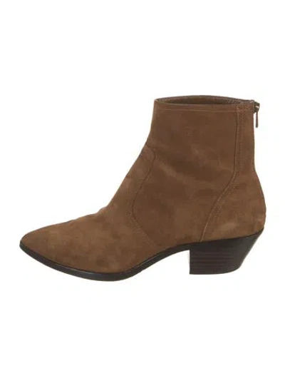 Pre-owned Loeffler Randall Suede Colorblock Pattern Western Boots In Brown