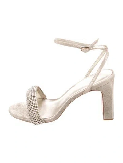 Pre-owned Loeffler Randall Suede Crystal Embellishments Sandals