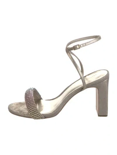 Pre-owned Loeffler Randall Suede Crystal Embellishments Sandals In Neutral