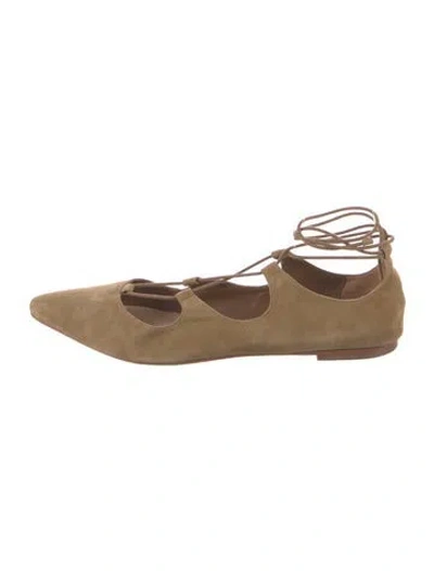 Pre-owned Loeffler Randall Suede Cutout Accent Ballet Flats In Brown