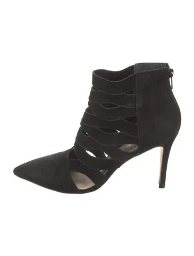 Pre-owned Loeffler Randall Suede Cutout Accent Boots In Black