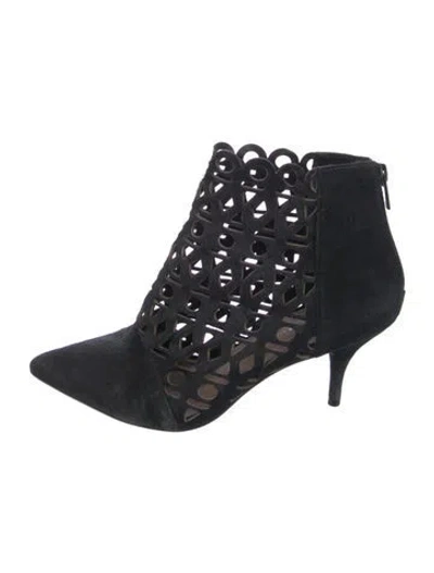 Pre-owned Loeffler Randall Suede Cutout Accent Pumps In Black