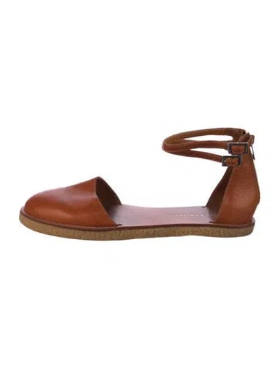Pre-owned Loeffler Randall Suede D'orsay Flats In Brown