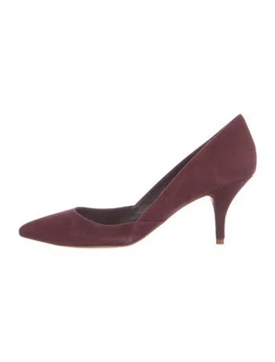 Pre-owned Loeffler Randall Suede D'orsay Pumps In Burgundy