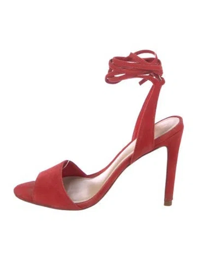 Pre-owned Loeffler Randall Suede D'orsay Pumps In Red