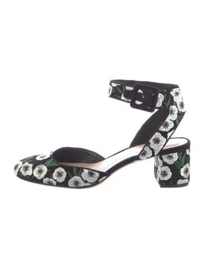Pre-owned Loeffler Randall Suede Floral Print Pumps In Blue
