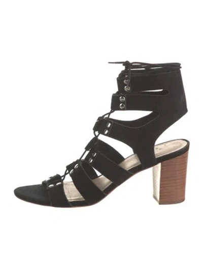 Pre-owned Loeffler Randall Suede Gladiator Sandals In Black