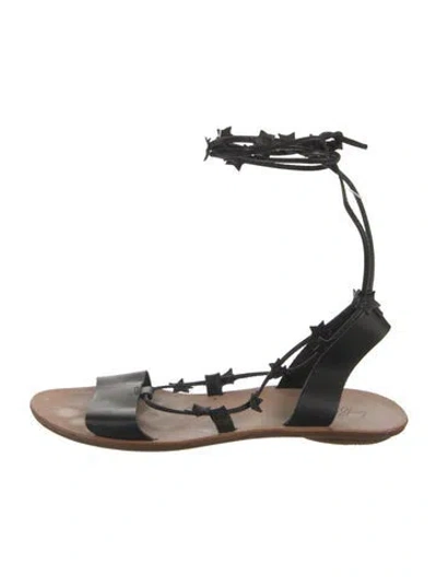 Pre-owned Loeffler Randall Suede Gladiator Sandals In Black