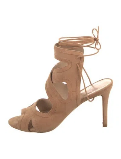 Pre-owned Loeffler Randall Suede Gladiator Sandals In Brown