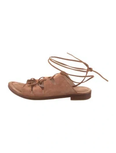 Pre-owned Loeffler Randall Suede Gladiator Sandals In Brown