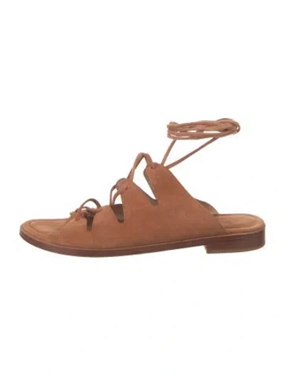 Pre-owned Loeffler Randall Suede Gladiator Sandals In Neutral