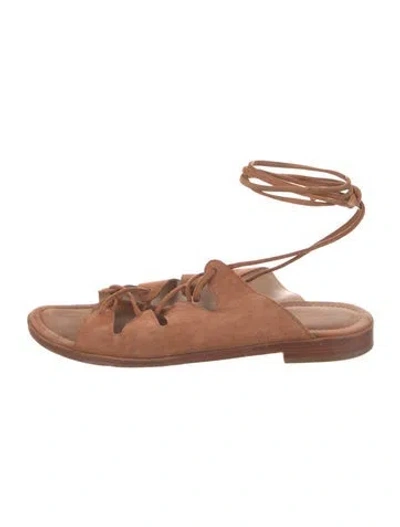 Pre-owned Loeffler Randall Suede Gladiator Sandals In Neutral