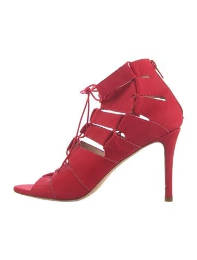 Pre-owned Loeffler Randall Suede Gladiator Sandals In Red