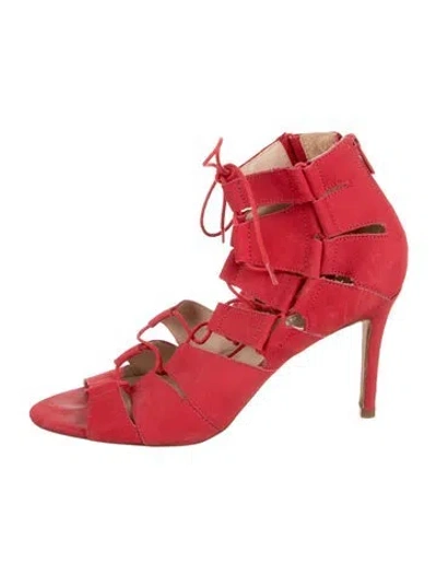 Pre-owned Loeffler Randall Suede Gladiator Sandals In Red