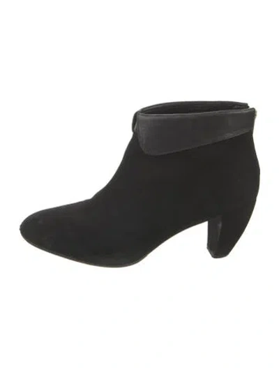 Pre-owned Loeffler Randall Suede Leather Trim Embellishment Boots In Black