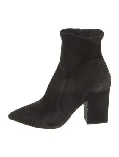 Pre-owned Loeffler Randall Suede Leather Trim Embellishment Sock Boots In Black