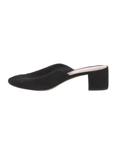 Pre-owned Loeffler Randall Suede Mules In Black