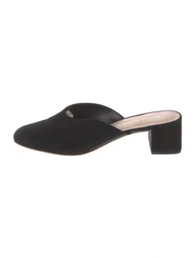 Pre-owned Loeffler Randall Suede Mules In Black