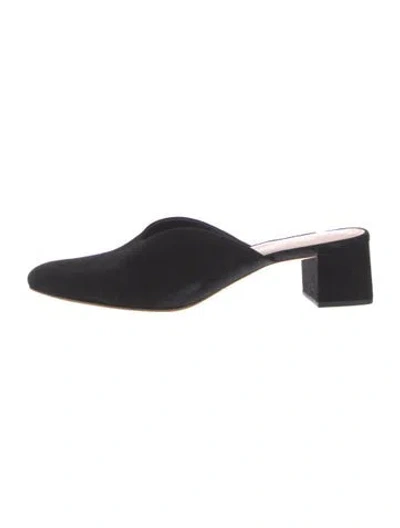 Pre-owned Loeffler Randall Suede Mules In Black