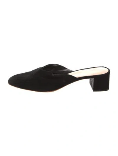 Pre-owned Loeffler Randall Suede Mules In Black