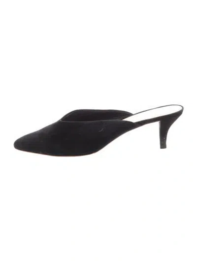 Pre-owned Loeffler Randall Suede Mules In Black