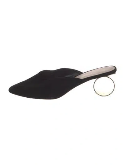 Pre-owned Loeffler Randall Suede Mules In Black