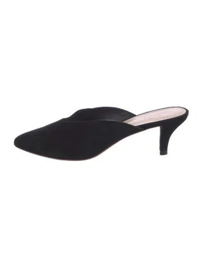 Pre-owned Loeffler Randall Suede Mules In Black