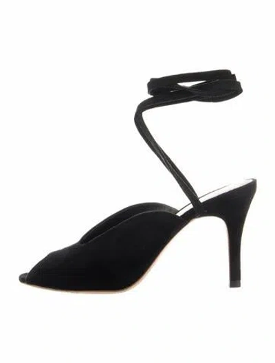 Pre-owned Loeffler Randall Suede Mules In Black