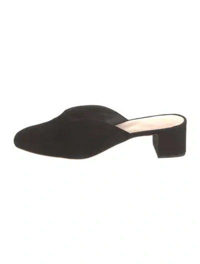 Pre-owned Loeffler Randall Suede Mules In Black