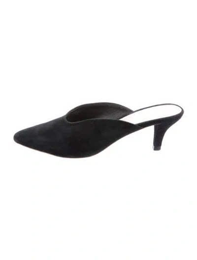 Pre-owned Loeffler Randall Suede Mules In Black