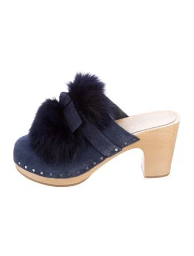 Pre-owned Loeffler Randall Suede Mules In Blue