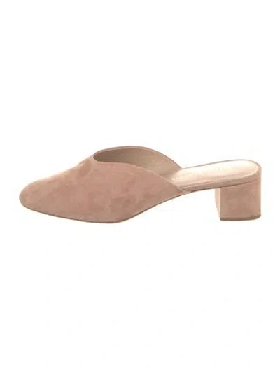 Pre-owned Loeffler Randall Suede Mules In Neutral