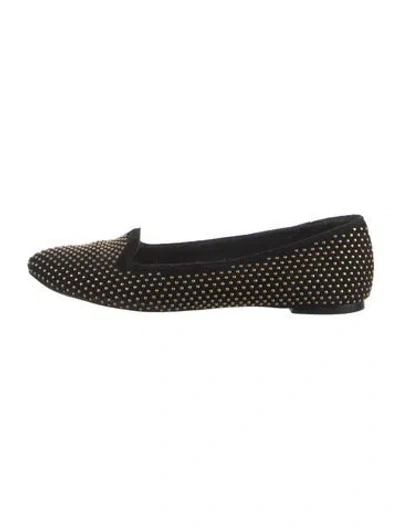 Pre-owned Loeffler Randall Suede Patterned Loafers In Black