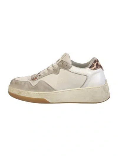 Pre-owned Loeffler Randall Suede Printed Sneakers In Neutral