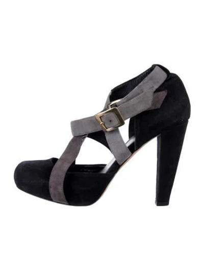 Pre-owned Loeffler Randall Suede Pumps In Black/grey