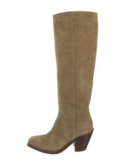 Pre-owned Loeffler Randall Suede Riding Boots In Neutral