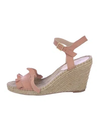 Pre-owned Loeffler Randall Suede Ruffle Embellishment Espadrilles In Pink