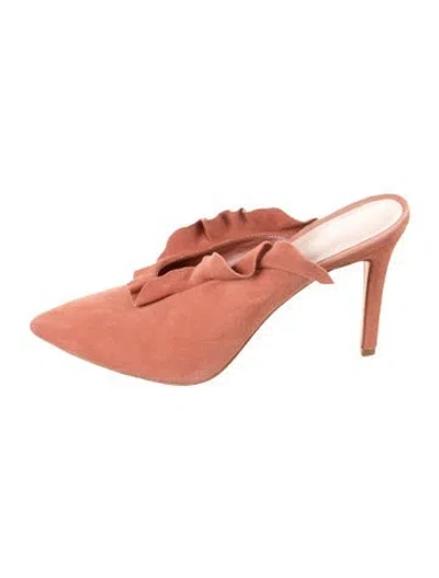 Pre-owned Loeffler Randall Suede Ruffle Embellishment Mules In Pink