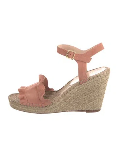 Pre-owned Loeffler Randall Suede Ruffle Embellishment Pumps In Neutrals