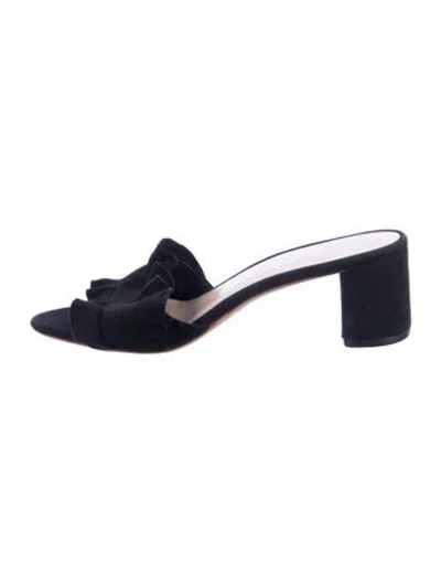 Pre-owned Loeffler Randall Suede Ruffle Embellishment Sandals In Black