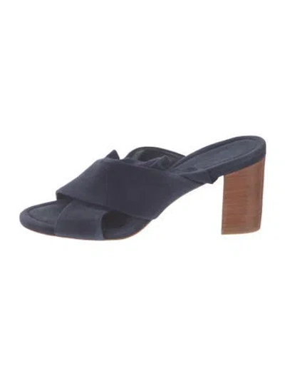 Pre-owned Loeffler Randall Suede Ruffle Embellishment Sandals In Blue