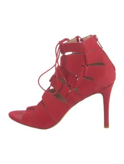 Pre-owned Loeffler Randall Suede Sandals In Red