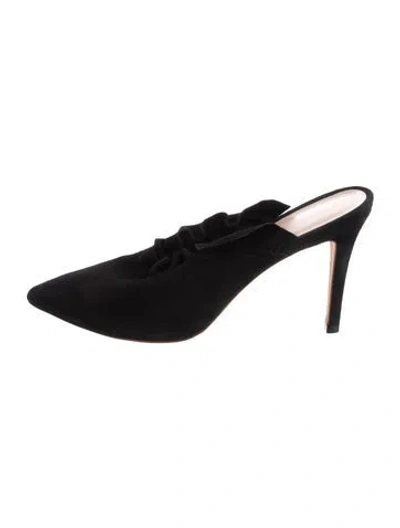 Pre-owned Loeffler Randall Suede Scalloped Accent Mules In Black