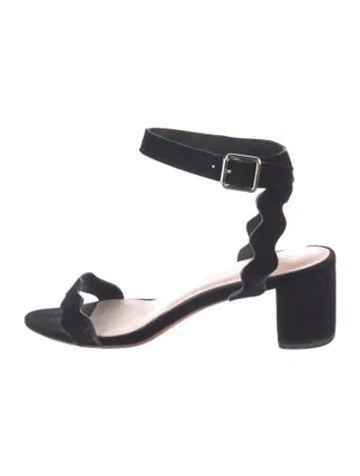 Pre-owned Loeffler Randall Suede Scalloped Accent Sandals In Blue