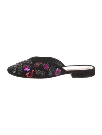 Pre-owned Loeffler Randall Suede Sequin Embellishments Mules In Black